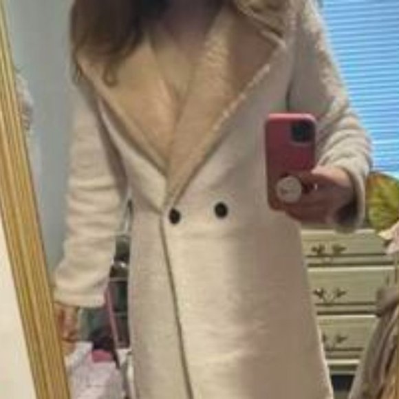 Cozy two tone  Teddy Long Coat Jacket Minimalist - Picture 9 of 11